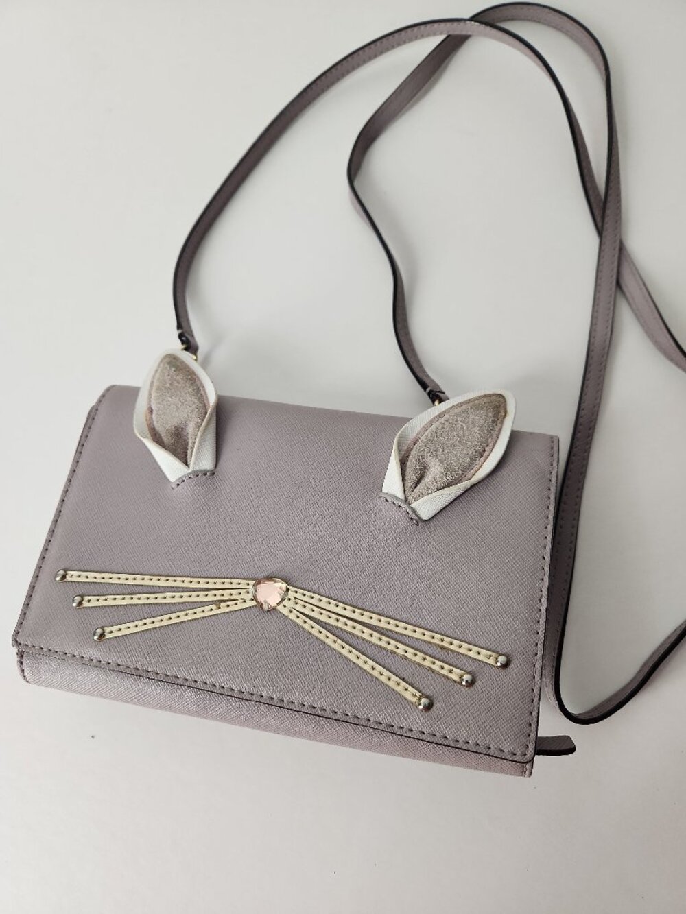 Kate Spade Saffiano Leather Bunny Rabbit small Crossbody mini Purse clutch